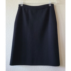Lands End Women's Wool‎ Knit Skirt Sz Medium Pull On Black Knee Length Career